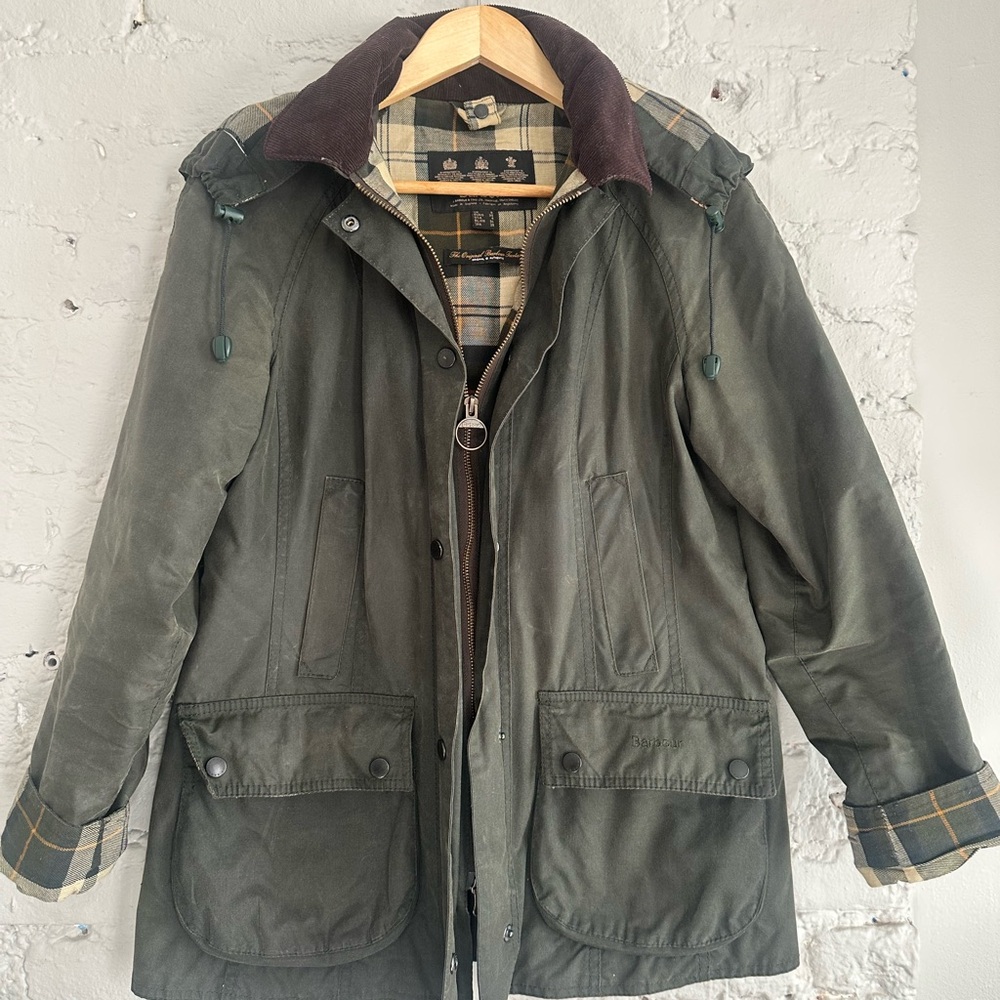 Barbour Beadnell Olive Waxed Field Jacket with Vest insert and Hood